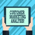 Text sign showing Customer Marketing Analysis. Conceptual photo evaluation of data associated with customer need Hu