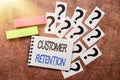 Text sign showing Customer Retention. Conceptual photo Actions or activities companies take to retain customers Progress