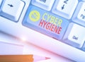 Text sign showing Cyber Hygiene. Conceptual photo steps that computer users take to improve their cyber security