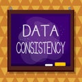 Text sign showing Data Consistency. Conceptual photo data values are the same for all instances of application