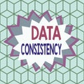 Text sign showing Data Consistency. Conceptual photo data values are the same for all instances of application