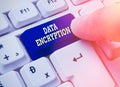 Text sign showing Data Encryption. Conceptual photo Symmetrickey algorithm for the encrypting electronic data Royalty Free Stock Photo