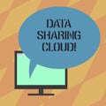 Text sign showing Data Sharing Cloud. Conceptual photo using internet technologies to share files between users Mounted Royalty Free Stock Photo