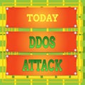 Text sign showing Ddos Attack. Conceptual photo perpetrator seeks to make a network resource unavailable to user Wooden panel