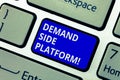 Text sign showing Deanalysisd Side Platform. Conceptual photo Software that is used for programmatic ad buying Keyboard Royalty Free Stock Photo