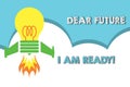 Text sign showing Dear Future I Am Ready. Conceptual photo suitable state for action or situation being fully prepared Royalty Free Stock Photo