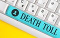 Text sign showing Death Toll. Conceptual photo the number of deaths resulting from a particular incident Different Royalty Free Stock Photo