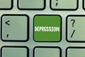 Text sign showing Depression. Conceptual photo Feelings of severe despondency and dejection Mood disorder