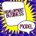Text sign showing Development Business Model. Word for rationale of how an organization created