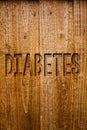 Text sign showing Diabetes. Conceptual photo Chronic disease associated to high levels of sugar glucose in blood Ideas messages wo