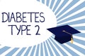 Text sign showing Diabetes Type 2. Conceptual photo condition which body does not use insulin properly