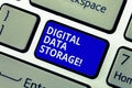 Text sign showing Digital Data Storage. Conceptual photo format for storing and backing up computer data on tape