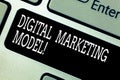 Text sign showing Digital Marketing Model. Conceptual photo company s is plan for how it will generate revenues Keyboard