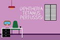 Text sign showing Diphtheria Tetanus Pertussis. Conceptual photo vaccines against three infectious diseases Work Space Royalty Free Stock Photo