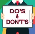 Text sign showing Do s is and Don t not s is. Conceptual photo Confusion in one's mind about something Royalty Free Stock Photo