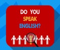 Text sign showing Do You Speak Englishquestion. Conceptual photo Speaking learning different languages Magnifying Glass Over Royalty Free Stock Photo