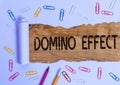 Text sign showing Domino Effect. Conceptual photo Chain reaction that causing other similar events to happen. Royalty Free Stock Photo