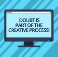 Text sign showing Doubt Is Part Of The Creative Process. Conceptual photo Confusion questions during creation Blank