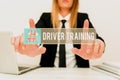 Text sign showing Driver Training. Conceptual photo prepares a new driver to obtain a driver s is license Explaining Royalty Free Stock Photo