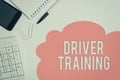 Text sign showing Driver Training. Conceptual photo prepares a new driver to obtain a driver s is license Business concept with Royalty Free Stock Photo