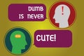 Text sign showing Dumb Is Never Cute. Conceptual photo To be stupid ignorant is never an attractive feature Messenger