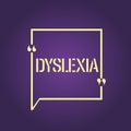 Text sign showing Dyslexia. Conceptual photo Disorders that involve difficulty in learning to read and improve