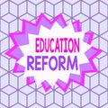 Text sign showing Education Reform. Conceptual photo planned changes in the way a school system functions Asymmetrical