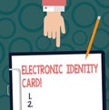 Text sign showing Electronic Identity Card. Conceptual photo digital solution for proof of identity of citizens Hu analysis Hand