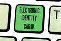Text sign showing Electronic Identity Card. Conceptual photo digital solution for proof of identity of citizens Keyboard