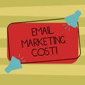 Text sign showing Email Marketing Cost. Conceptual photo Is the price for sending a thousand email messages Two Megaphone with