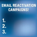 Text sign showing Email Reactivation Campaigns. Conceptual photo Triggered email for sleeping subscribers Blurry Light