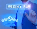 Text sign showing Emergency Plan. Conceptual photo course of action to mitigate the damage of potential events Royalty Free Stock Photo