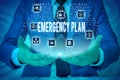 Text sign showing Emergency Plan. Conceptual photo procedures for handling sudden or unexpected situations Male human Royalty Free Stock Photo