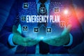 Text sign showing Emergency Plan. Conceptual photo procedures for handling sudden or unexpected situations Male human Royalty Free Stock Photo