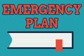 Text sign showing Emergency Plan. Conceptual photo Procedures for response to major emergencies Be prepared Side View of Royalty Free Stock Photo