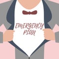 Text sign showing Emergency Plan. Conceptual photo Procedures for response to major emergencies Be prepared Royalty Free Stock Photo
