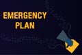 Text sign showing Emergency Plan. Conceptual photo Procedures for response to major emergencies Be prepared Royalty Free Stock Photo