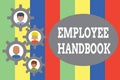 Text sign showing Employee Handbook. Conceptual photo Document that contains an operating procedures of company Royalty Free Stock Photo