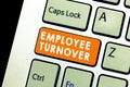 Text sign showing Employee Turnover. Conceptual photo Number or percentage of workers who leave an organization