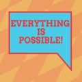 Text sign showing Everything Is Possible. Conceptual photo All you think or dream can become true Optimistic Blank Rectangular