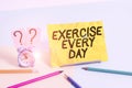 Text sign showing Exercise Every Day. Conceptual photo move body energetically in order to get fit and healthy Mini size