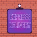 Text sign showing Express Delivery. Conceptual photo expediting the distributiuon of goods and services Clipboard