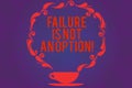 Text sign showing Failure Is Not An Option. Conceptual photo Do not allow fail mistakes forbidden only success Cup and