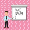 Text sign showing Fake News. Conceptual photo false stories that appear to spread on internet using other media Man in Royalty Free Stock Photo