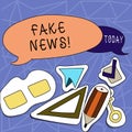 Text sign showing Fake News. Conceptual photo false stories that appear to spread on internet using other media Two Royalty Free Stock Photo