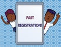 Text sign showing Fast Registration. Conceptual photo Quick method of entering certain information in a register Male