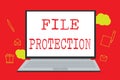 Text sign showing File Protection. Conceptual photo Preventing accidental erasing of data using storage medium Royalty Free Stock Photo