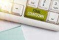 Text sign showing Final Countdown. Conceptual photo Last moment of any work having no posibility of discusion Royalty Free Stock Photo