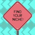 Text sign showing Find Your Niche. Conceptual photo Market study seeking specific potential clients Marketing Blank