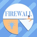 Text sign showing Firewall. Conceptual photo protect network or system from unauthorized access with firewall Man